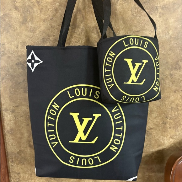 Homemade Black and Yellow Tote Bag made from bed sheets